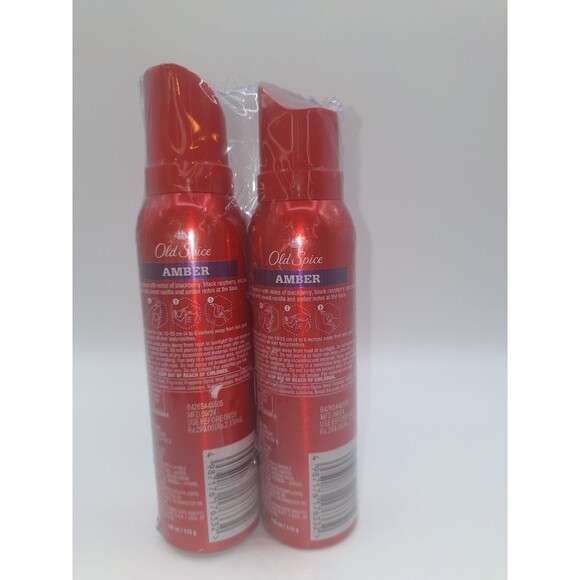 2  Old Spice Amber Deodorant Body Sprays 4.3 Ounces Each. New 24 Hr Fresh 0% Gas - Picture 2 of 2